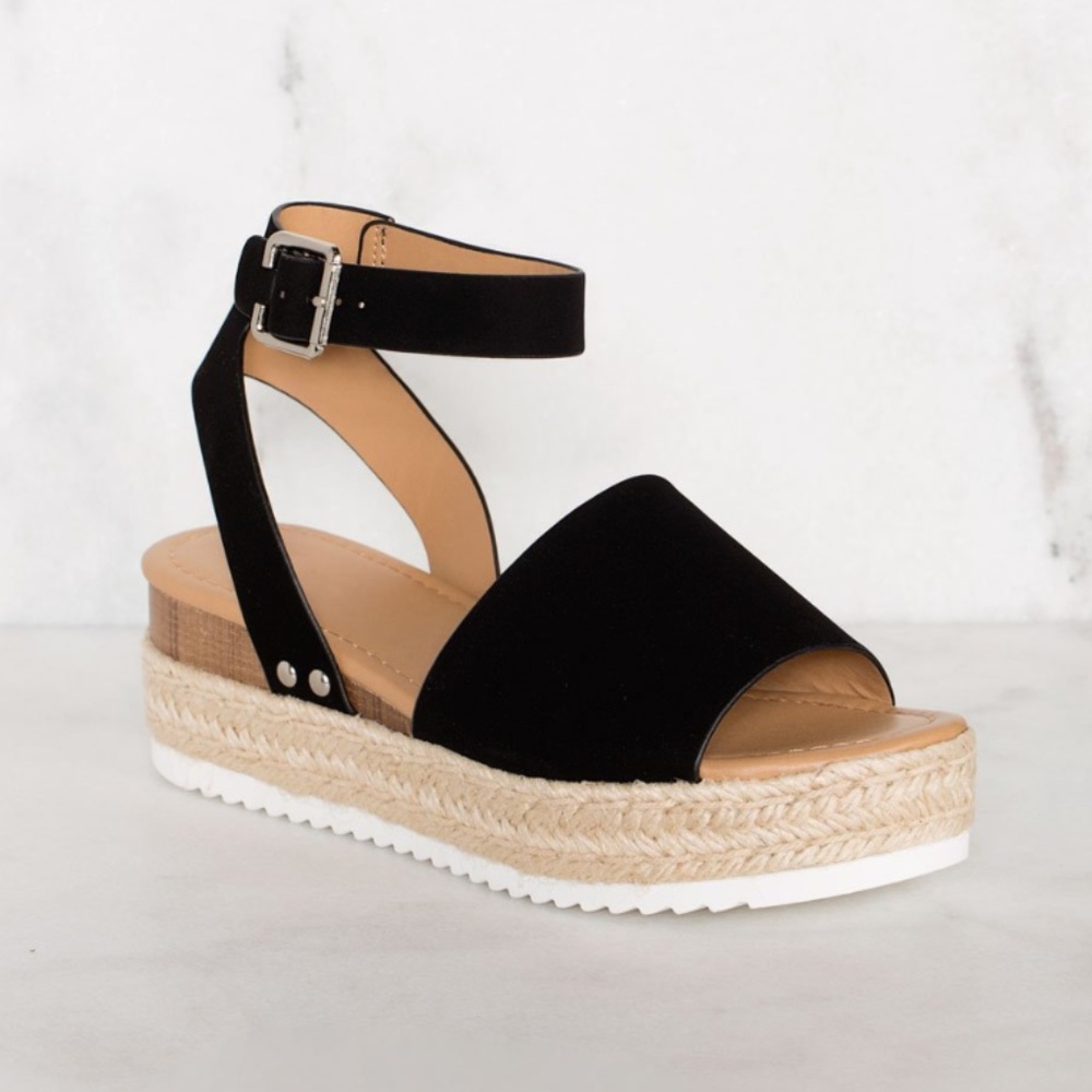 ๐ Kendra - Black Platform Sandals - Picture 4 of 7